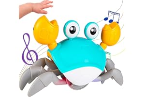 HOWADE Crawling Crab Baby Toys,Sensory Crawling Crab Muscial Toy for Babies 0-6,6-12 Months,Automatic Sensing Avoid Obstacle Walking Moving Toy Gifts for Boys&Girls 1 2 3 4 Years Old