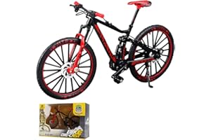 HIULLEN Modelo de Bicicleta Decoración, 1:10 Modelo de Bicicleta de Montaña Juguetes, Dedos De Bicicleta Modelos, Dedos De Bicicleta De Montaña Dedos, Mini Bend Modelo De Bicicleta (Negro Rojo)