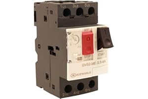 A2ZWORLD Salvamotore Termico 3P Tripolare per Protezione Motore, Regolabile 2.5-4A 1.5KW, Interruttore Termico Motore 2.5 Moduli DIN, 690V AC Per Monofase e Trifase