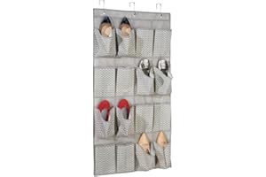 mDesign étagère Suspendue en Tissu avec 16 Poches pour Le Rangement – Rangement Suspendu Parfaite pour Les Chaussures – Sac de Rangement Suspendu pour Les Accessoires – Couleur : Taupe/naure