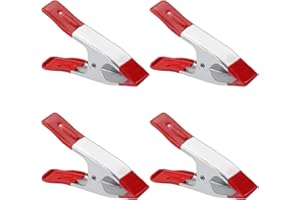 JUIBAO 4 Pieces Metal Spring Clamps Heavy Duty, Large Market Stall Clips with Rubber Coated Tipped Grip for Camping Tarpaulin Woodworking Crafts, Silver, 6 Inch