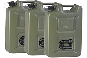 Hünersdorff Lot de 3 bidons de Carburant Professionnels de 20 l pour Essence, Diesel et Autres Produits Dangereux, fabriqué en Allemagne, Production certifiée TÜV, Olive