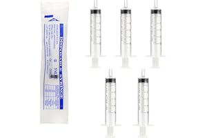 GYXCELC 5 ml Kunststoff Spritzen mit Kappen 12 Stück Kolostrumspritze zum Nachfüllen und Messen von Flüssigkeiten, Haustierfütterung, Kleberapplikator（ohne Nadeln）