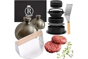 Rosalvision Smash Burger Kit - Kit para Hamburguesas - Prensa Hamburguesas - Aplasta Hamburguesas para Smash Burger - Smasher Hamburguesa - Accesorio Profesional de Barbacoa - Smash Burger Set