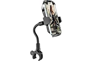 woleyi Soporte Movil Bicicleta Estatica, Soporte Movil Manillar Bici Cuello de Cisne [Flexible y Duradero] Porta Cinta de Correr Scooter para iPhone 15 14 13 Pro MAX, Samsung, Teléfonos de 4-7"