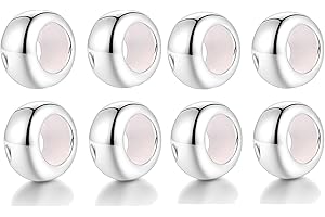 LOVANS Spacer Stopper Lot de 2-10 Breloques en Argent Sterling 925 avec Perles en Caoutchouc Stoppeur Charms Pour Bracelets Européens à Faire soi-même