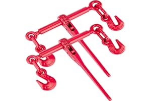 GPOAS Ratchet Chain Binder 5/16-3/8 Inch,2 Pack Load Binders 5400 LBS Working Load Breaking Strength 19000LBS Capacity, Heavy Duty Ratchet Boomer Grade 80 Chain Truck Or Flatbed Trailer