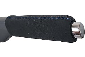 Cabotec Cover Handbrake Handbrake Handle for VW Golf 5 6 EOS Scirocco Alcantara Choice of Stitching (Blue)