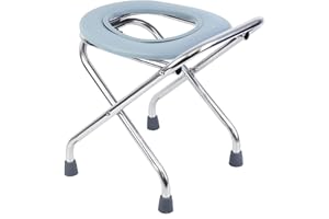 H-YEEU Acier Inoxydable Toilette Portable Pliable Adulte avec Couvercle, Siège et Tapis, Toilettes Mobiles pour Personne 125KG, Toilette de Camping, WC de Voyage Adulte pour L'extérieur