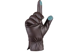 MGGMOKAY Guantes de invierno de cuero para hombre Guantes de montar de piel de oveja suave con forro de cachemira cálida