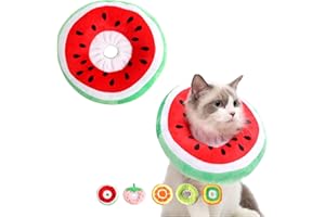 Siribelle Collerette Chien Chat Collier Récupération Colerette Chiot Anti Lechage Anti-Morsure Protection Ajustable Lavable Comfy Cone Pastèque M