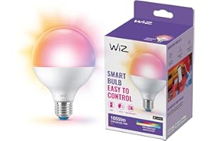 WiZ, ampoule connectée Wi-Fi couleur, équivalent 75W, format globe, culot E27, fonctionne avec Alexa, Google Assistant
