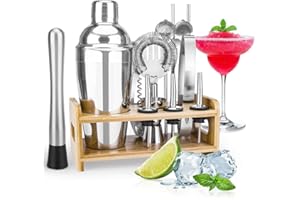 Tenuiskft Shaker da cocktail 15 pezzi Set di miscelazione da cocktail in acciaio inox, set da bar da cocktail, accessori da bar, set da cocktail, 750 ml