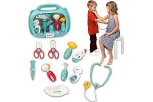 Coo11 Kids Doctor Play Set Kit, Pretend Play Medical Toys with Light & Working Educational Accessories Carry Case, Fun Learning Doctor Role Playset for Toddlers Boys & Girls Ages 3+