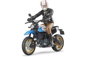 bruder 63051 - Scrambler Ducati Desert Sled avec pilote, figurine jouet, moto-cross