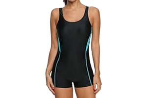 ATTRACO Women's Swimming Costume Boyleg Racerback Athletic Training Bathing Suit