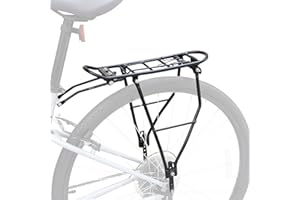 GRELiving Bicycle Pannier Rack, Adjustable Pannier Rack, Touring Pannier Rack, Rear Bicycle Pannier Rack Fits 24-28 Inches/700c Road Bikes, MTB, City