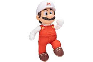 The Super Mario Galaxy Movie - Fire Mario Mjukisdjur 35 cm Ledbar - Officiell Licens Jakks Pacific - Mjukisdjur Med Intern St