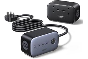 UGREEN 6-in-1 Power Strip 100W GaN Nexode Charging Station with 2AC Outlets | Extension cord for Kitchen/ Home/Office, Fast Charging Plug with 2×AC Outlets,3×Type C, 1×USB-A for MacBook/iPhone 17, 1.8m