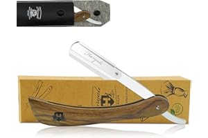 ‎HARYALI LONDON Haryali London Maszynka do golenia na gardło – profesjonalny zestaw golarek do golenia gardła z ostrzami – drewniana golarka do golenia z prostą krawędzią – skórzany woreczek jako etui ochronne – zrównoważona golarka do cięcia gardła