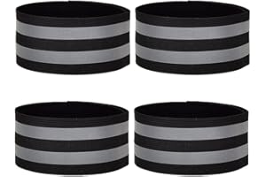 JOCXZI Pack of 4 reflective bands for outdoor jogging, trouser clip cycling, motorcycling or running, reflective safety bracelet, with and strong reflective strips