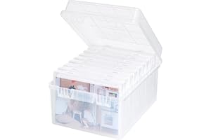 Lifewit Foto Aufbewahrungsbox mit 9 PCS innere Fotohalter, 13x18cm 5R, Klarer Foto Organizer Box aus Kunststoff für Karten Bilder Stempel Bürobedarf, Samenaufbewahrung Bastelbox mit Etikettensticker