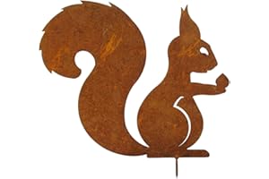 ALEMIN Ardilla sentada oxidada Decoración para árbol, Decoración de Metal Oxidado para el jardín como Figura de Ardilla