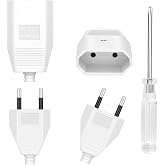 AXFEE 4PCS Set Male and Flat European Female Base, 250V 2.5A, White | With screwdriver, recessed socket, installation, suitab