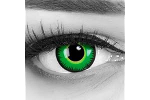Lentilles couleur vert noir - green werewolf. Pour Halloween, fantaisie, Carnaval + étuis à lentilles de contact I 1 paire (2 pièces) I sans correction I 0,00 Dioptries MERALENS