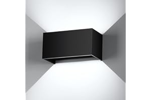 CWYCFW 24W Apliques Pared Interior/Exterior 6000K Blanco Frío Aplique de Pared Ángulo de haz Ajustable Aplique Pared Interior Impermeable IP65 Negro Aplique Exterior Pared