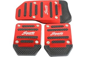 ZXCVB Car Anti-Skid Foot Pedal, Car Pedal Pads Auto Sports Gas Fuel Petrol Clutch Brake Pad Cover Foot Pedals Rest Plate Kits, Anti Skid Automatic Manual Gas Brake Foot Pedal Pad Cover (Red,Manual)