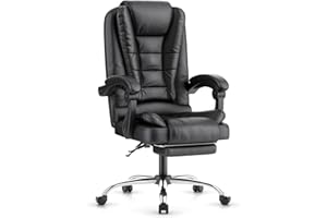 naspaluro Silla de Oficina con Reposapiés, Silla de Escritorio con Respaldo Alto, Función de Inclinación, Silla Reclinable Ergonómico de Altura Ajustable, Silla de Ordenador, Negro