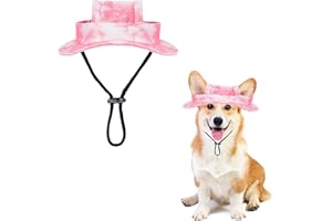 OTKARXUS Cappello da sole per cani, 1 cappello da pescatore regolabile per cani da principessa, con fori per le orecchie, visiera rotonda per cani, pescatori, cuccioli, cani di piccola taglia, gatto, sport