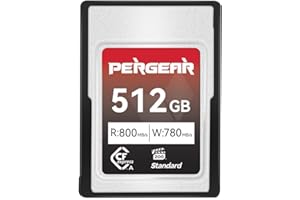Pergear 512GB CFexpress Tipo A de Tarjeta de Memoria, Velocidad de Lectura de hasta 800 MB/s y Velocidad de Escritura de 780 MB/s para Grabación 4K 120P, 8K 30P, (Serie Estándar)