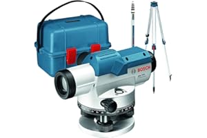 Bosch Professional Livella ottica GOL 32 D (ingrandimento 32x, unità di misura: 360 gradi, raggio d'azione: fino a 120 m, asta metrica GR 500, treppiede BT 160, in valigetta)