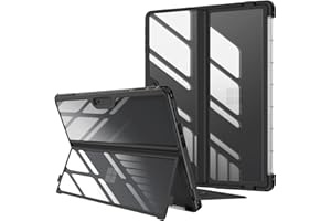 FINTIE Hybrydowe etui kompatybilne z Microsoft Surface Pro 9 (2022) 13", odporne na wstrząsy, przezroczyste etui folio z TPU wytrzymała ramka dopasowana do klawiatury + oryginalna podpórka, czarna