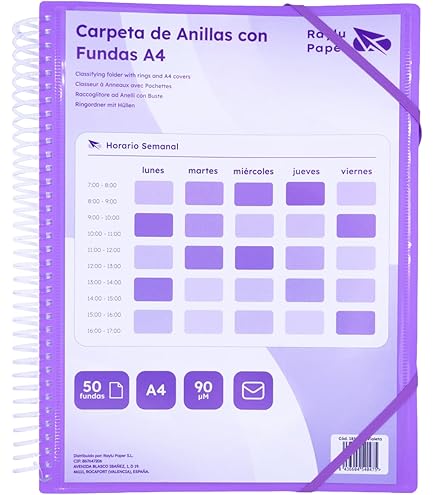 39825235 Spiral Cover Folder, 50 Transparent Covers, Purple, A4, Rigid