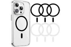 JEYORZY 6 Stück Universal Magnet Ring Aufkleber, Kompatibel mit MagSafe Ring, Verbesserte Magnetische Aufladung und Zubehörhalterung, Einfache Installation, Optimierte Ladefunktion