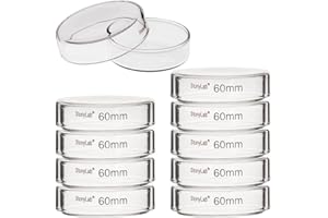 stonylab 10pk Boîte de Pétri Verre, 60 x 15 mm Verre Borosilicaté Autoclavable Boîte de Culture Cellulaire Petri Dish avec Couvercle Transparent pour Laboratoire