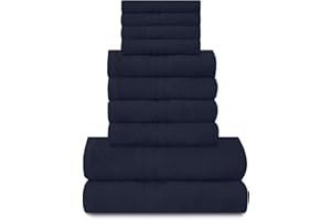 GC GAVENO CAVAILIA Lions Towels Family Bale Set - 10-teiliges 100% ägyptische Baumwolle, 4X Gesicht, 4X Hand, 2X Badetuch, Premium Qualität hoch wasserabsorbierendes Badzubehör, maschinenwaschbar, Marineblau, 544722