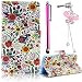 Produktbild Sunroyal Leder Hülle im Bookstyle Handyhülle für Motorola Moto G 3. Generation 12.7cm 5 Zoll Bunt Wallet Case Style mit Karten-Fächern, Standfunktion Premium Hybrid Combo Flip Case Cover + 1x Rosa Schleife Kristall Bling Strass Diamant Anti Staub Schutz Stecker Stöpsel + 1x Eingabestift Stylus, Sonnenblume Design