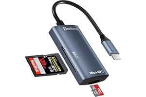 DENLANE SD Kartenleser für iPhone iPad, 2-In-1 Dual Slot Aluminum Memory SD Card Reader für Micro SD/SD/UHS-I Cards, Kamera Kartenleser Converter für iPhone 14/13/12/11/8/7/6/Plus/Pro/Max, Plug and Play