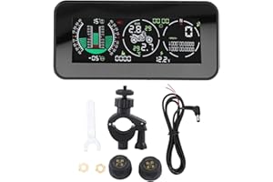 EVGATSAUTO Display Head Up per Moto, Allarme di Avvertimento di Sovravelocità GPS Pressione dei Pneumatici HUD Misurazione del Chilometraggio Monitor di Velocità per Alaggio Motore Inclinometro Tachimetro Moto