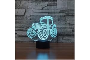 SISYS Lampade 3D Illusione Ottica Luce Notturna, Deco Lampada LED da Tavolo Illuminazione Luce di Notte 7 Colori Controllo Tattile Lampada Decorazione da Comodino con Cavo USB, Trattore