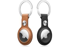 BOTTLE BEAT [2 Pack] AirTag Holder for Apple AirTag with Keychain - Anti Lost, Scratch-Resistant AirTag Keyring Case for Key, Pet Collar, Luggage, Backpack - PU Leather Protective Air Tag Accessory Cover