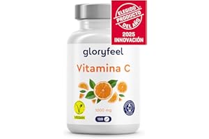 GLORYFEEL Vitamina C 1000 mg - Soporte esencial para sistema inmunitario, cansancio, piel y huesos -1 Tableta al día - 120 Tabletas (4 meses) de vit c pura - Vegano, sin aditivos y probado en laboratorio