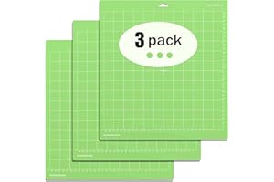 BOSADA Cutting Mats,Variety Cutting Mats Vinyl Adhesive Sticky Cutting Mats (Green StandardGrip 3Pack, 12"X12")