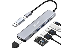 BEIZKNA Hub USB C Adattatore Multiporta 7 in 1 Con PD 100W HDMI 4K, 1 Porta USB 3.0 5Gbps e 2 Porte USB 2.0, Schede SD/TF, Sdoppiatore USB Hub Type C per Portatili Macbook Air/Pro Windows iPad, Galaxy