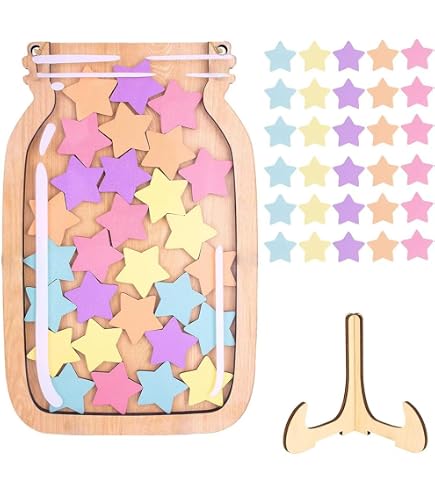 Bocal De Récompense Étoiles Pour Enfant – Pot Motivation Bois Coloré Système Récompenses