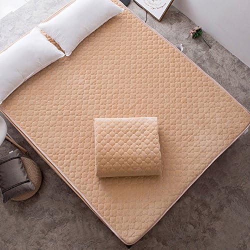 Flannel bed sheets,Thickened flannel single bedspreads mattress bed cover solid color coverlet for 5-25cm mattresses-Camel color 150x200cm(59x79inch)